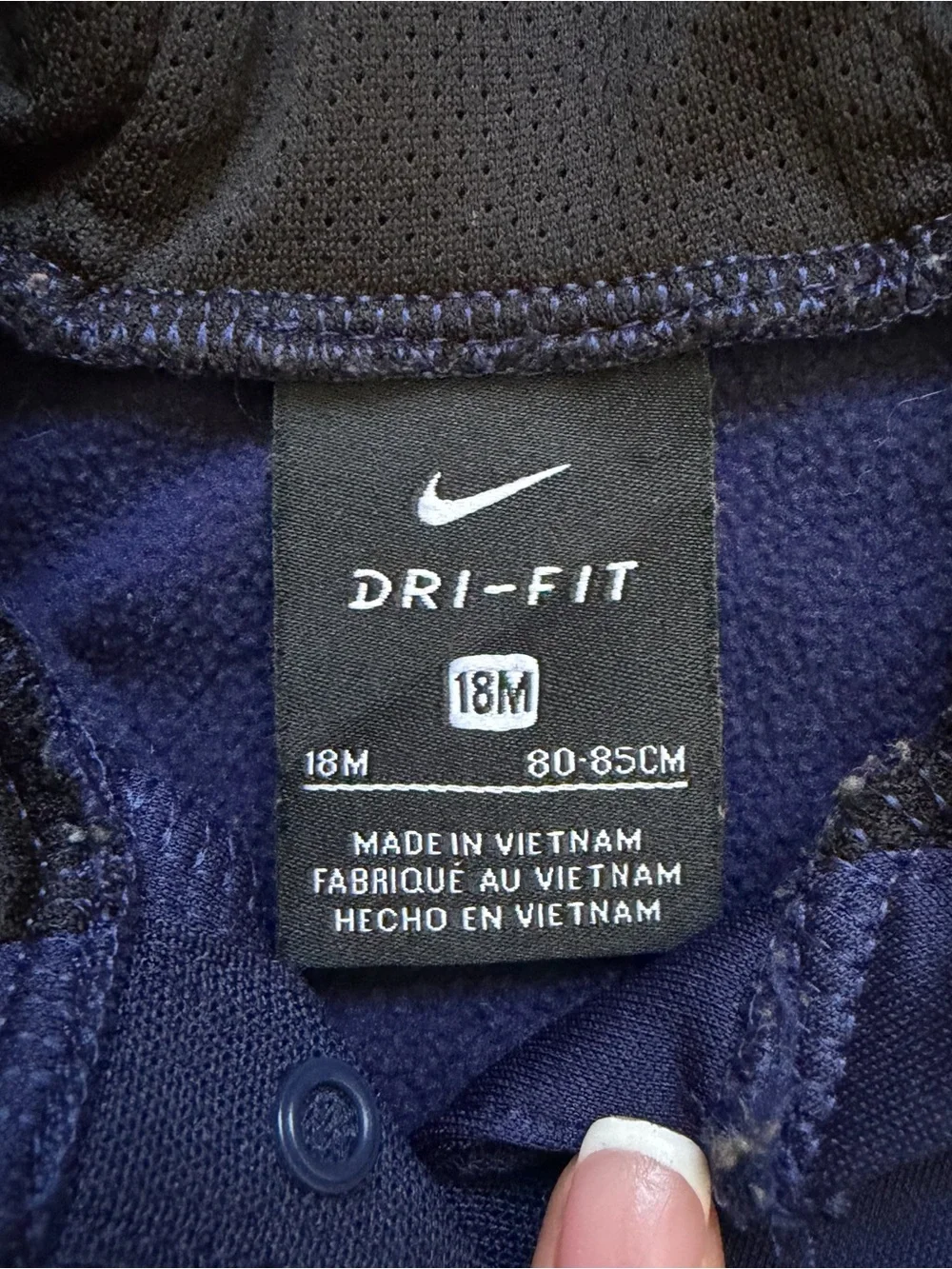 Baby Nike Navy Pullover Hoodie with Silver Swoosh